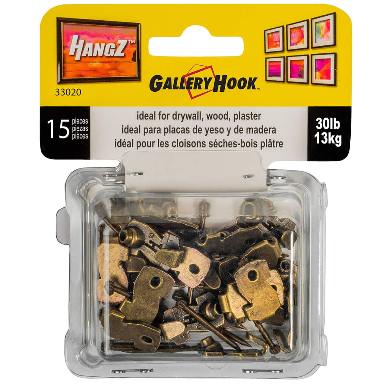 HangZ&#x2122; 30lb. Gallery Picture Hooks, 15ct.